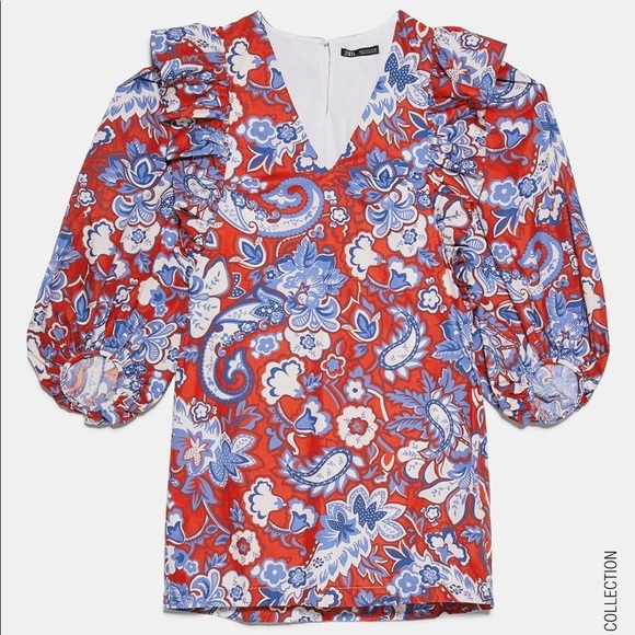 ZARA Ruffled Print Dress - Picture 10 of 11